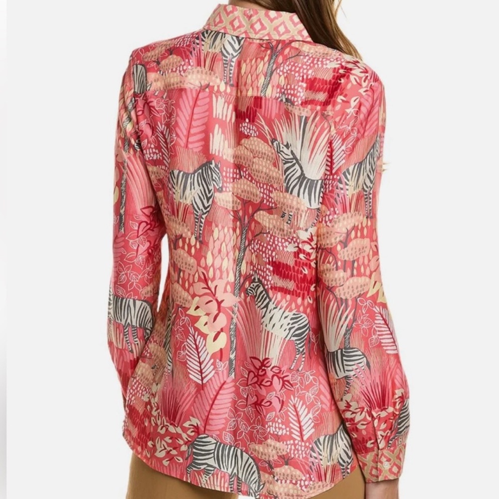 J. McLaughlin Coral Pink Printed Button-Up Blouse LAST FEW HOURS! - Picture 2 of 7